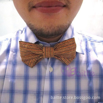 fashion trendy bowties handmade cork wood bow tie